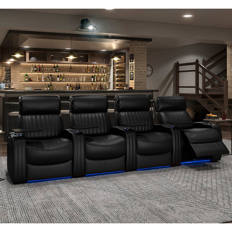 Catiana Upholstered Home Theater Seating with Cup Holder