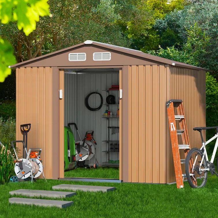 8 ft. W x 8 ft. D Galvanized Steel Storage Shed