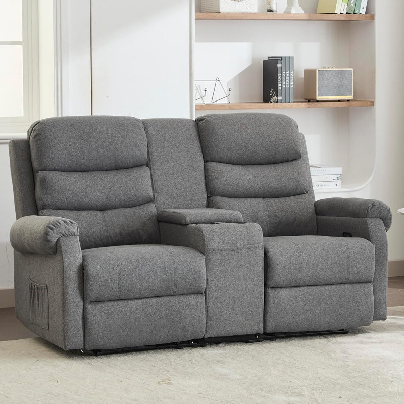 Manual Loveseat Reclining Sofa Couches with Console Double Recliner