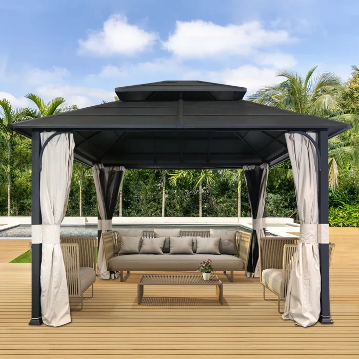 14 Ft. W x 12 Ft. D  Steel Frame Hardtop Patio Gazebo