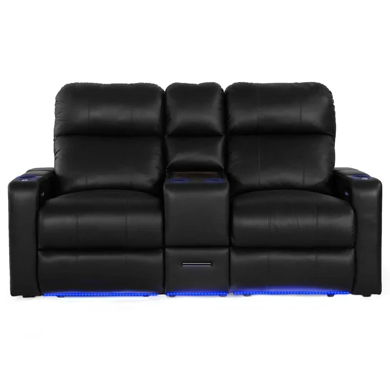 Turbo Upholstered Power Reclining Home Theater Seating with Cup Holder