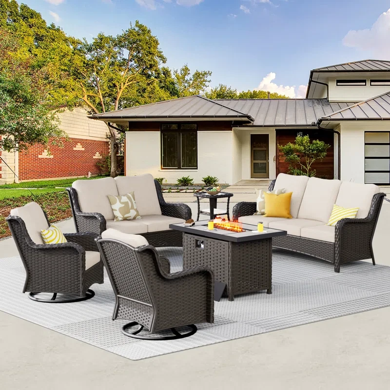 24.8" H x 30" W x 30" D 8 - Person Outdoor Seating Group with Cushions