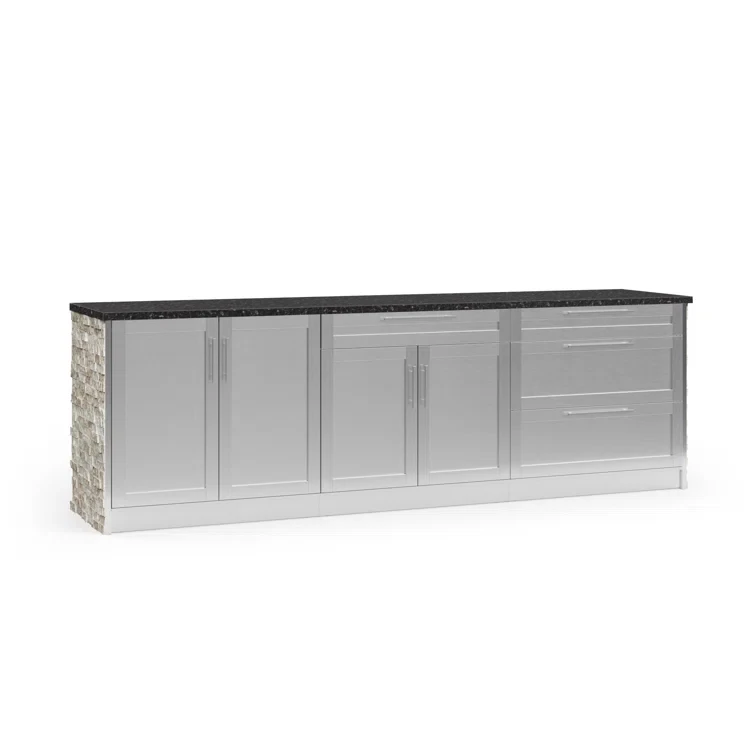 Outdoor Kitchen Signature Series 4 Piece Cabinet Set with Bar Cabinet and Granite Top