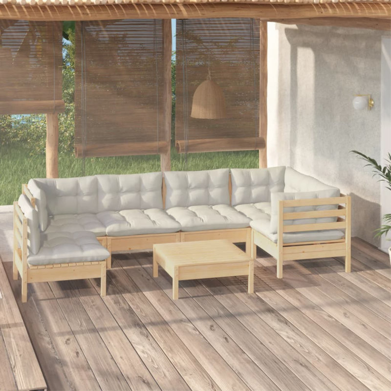 Leshell Pinewood 7 Piece Sectional Seating Group with Cushions