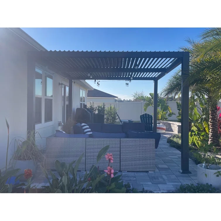 12 ft. W x 10 ft. D Aluminum Louvered Pergola