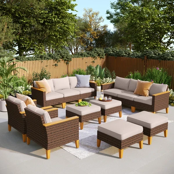 Argyri Wicker Outdoor Patio Conversation Furniture Sectional Set