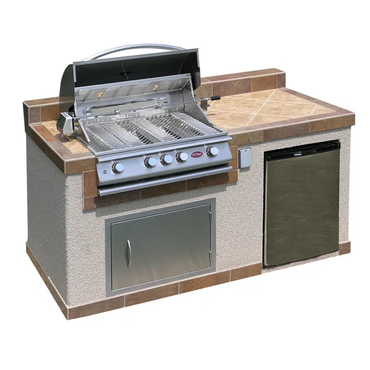 Cal Flame 73.5'' 3 BBQ Grill Island with 4 - Burner Grill