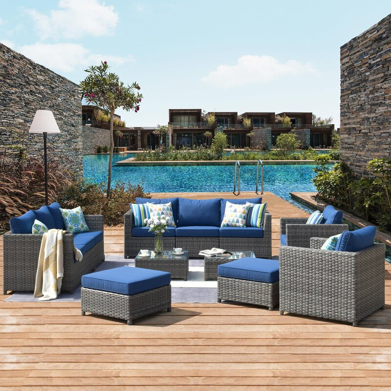 Kensli 12 Piece Rattan Sofa Seating Group with Cushions