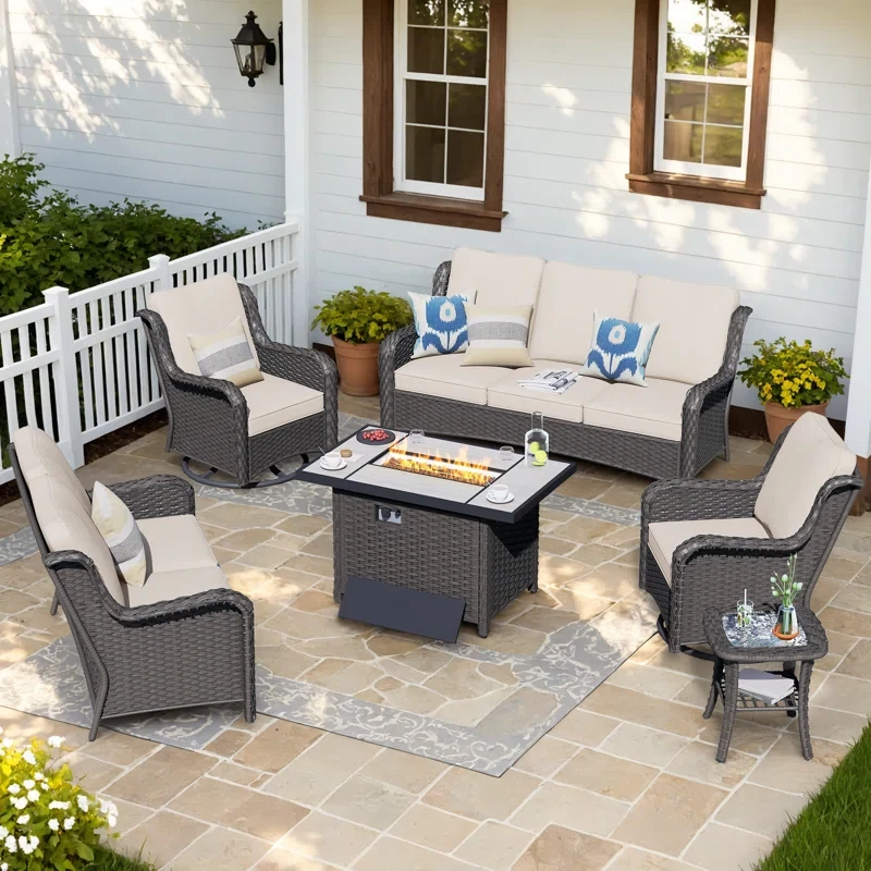 Tommy 7 - Person Outdoor Seating Group with Cushions