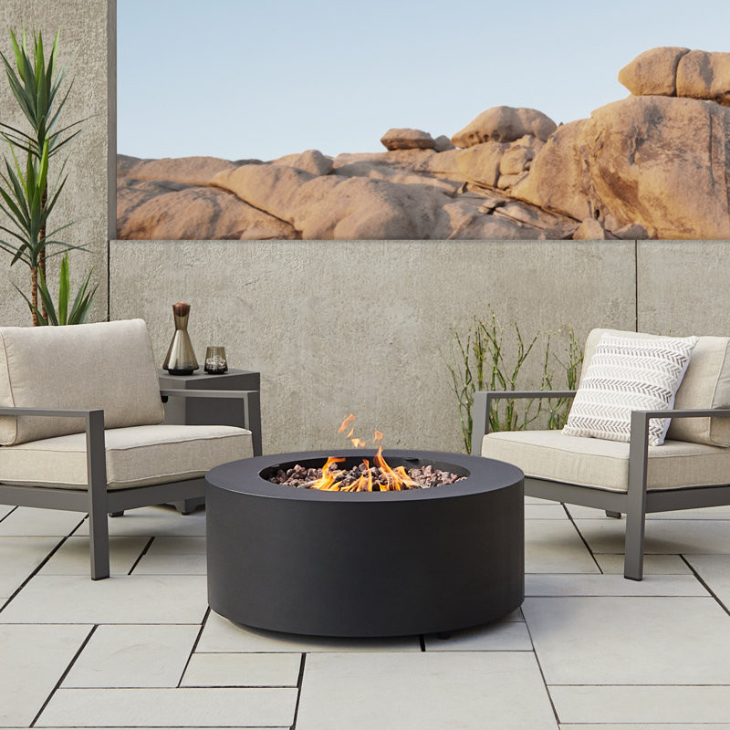 AEGEAN 36" Round Steel Propane or Natural Gas Fire Pit Table by Real Flame