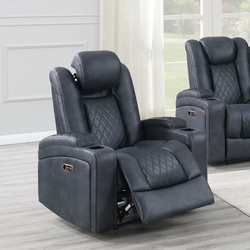 Faux Leather Home Theater Seat with Cup Holder