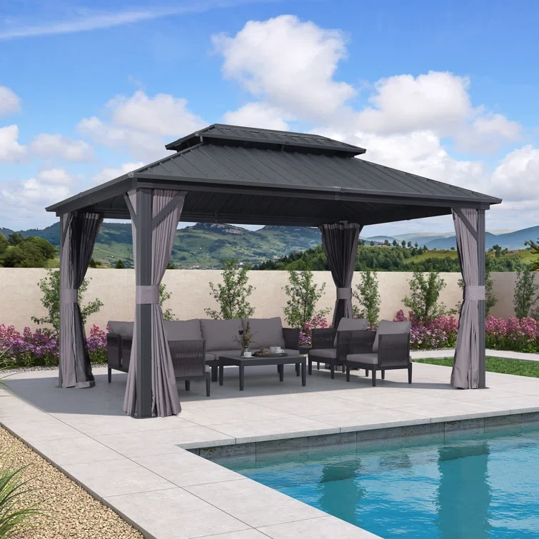 14 Ft. W x 10 Ft. D Aluminum Patio Gazebo