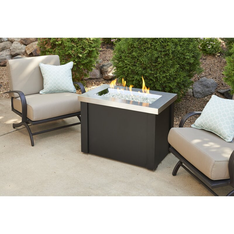 ProvidenceStainless Steel 32" x 20" Rectangular Gas Fire Pit Table