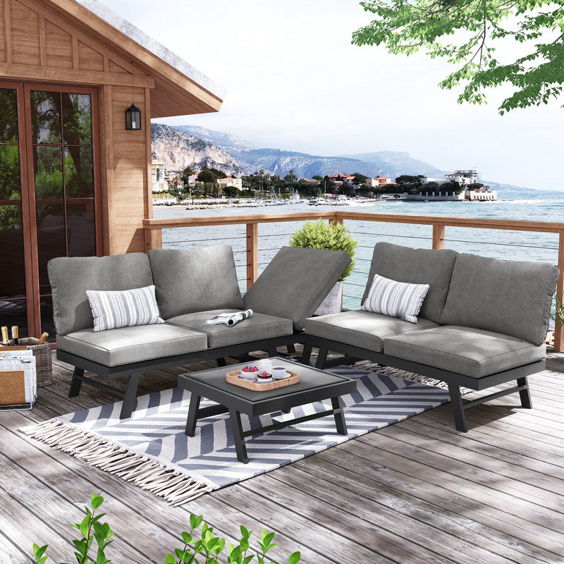 153.6'' Outdoor Patio Sectional Sofa