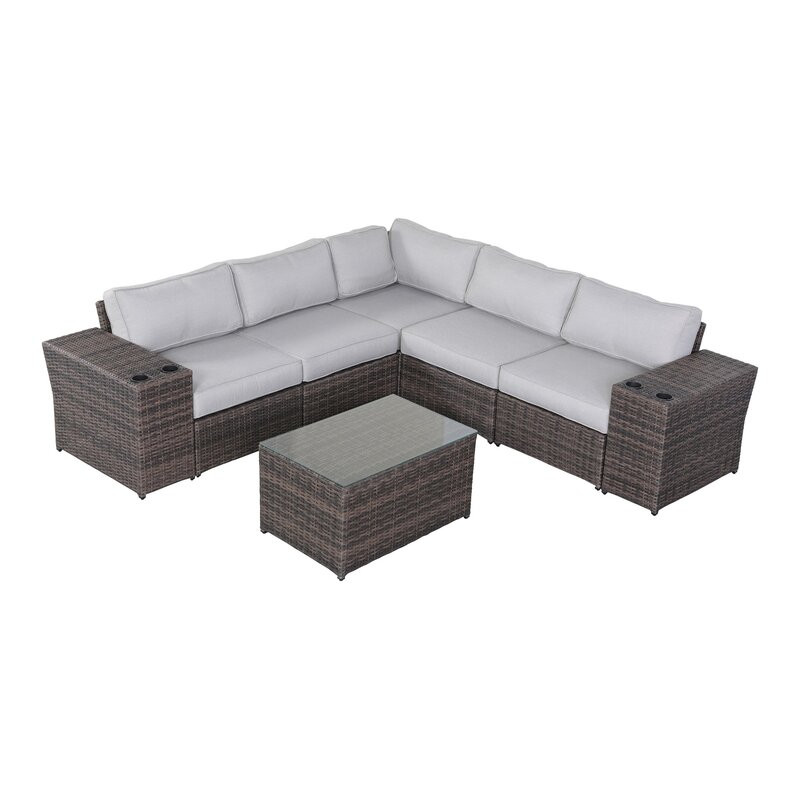 Jamarion Fully Assembled 8 Piece Sectional Seating Group with Cushions