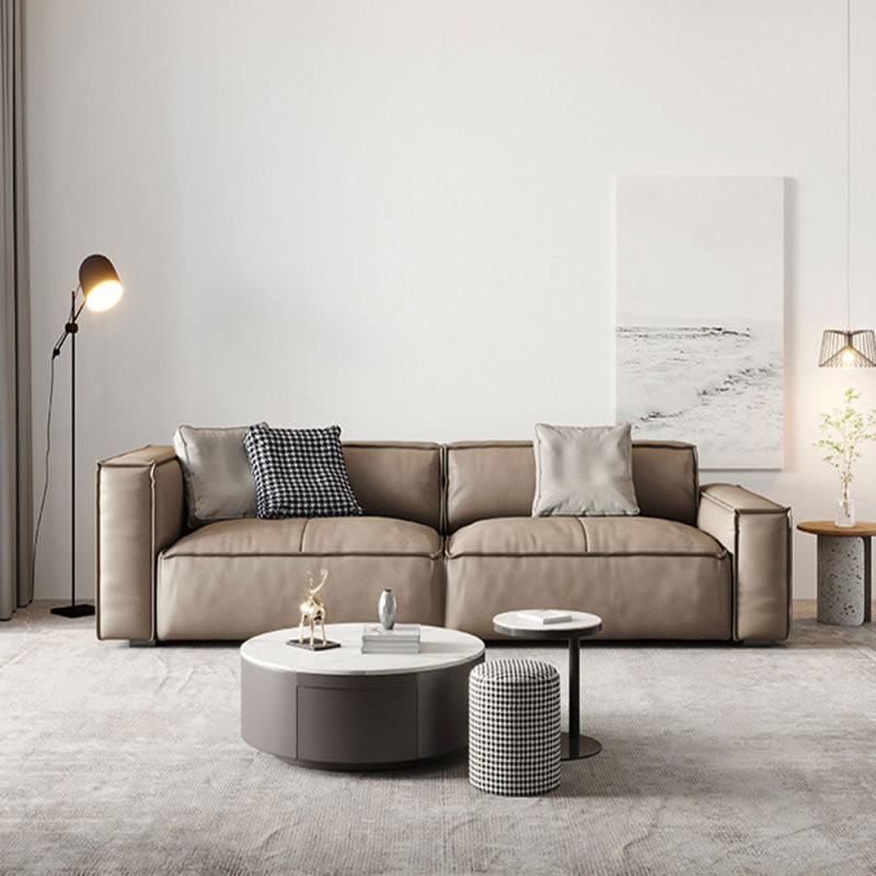 86.61" Genuine Leather Modular Sofa cushion couch