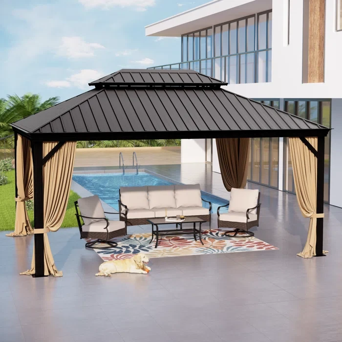 16 Ft. W x 12 Ft. D Metal Patio Gazebo