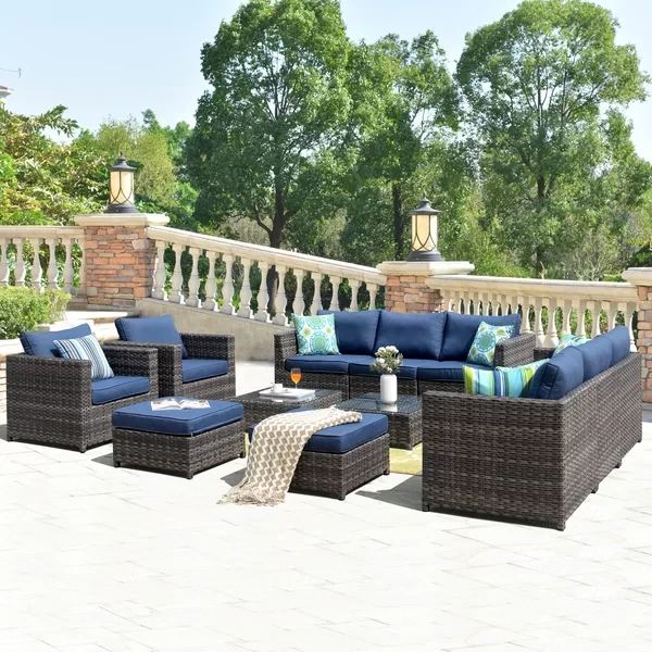 Ameliarose 12 Piece Rattan Sectional Seating Group With Cushions