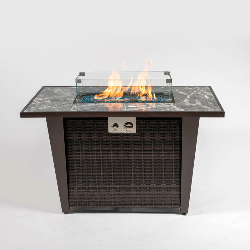 Rossalind 24.8'' H x 42'' W Wicker Propane / Liquefied Petroleum Gas Outdoor Fire Pit Table