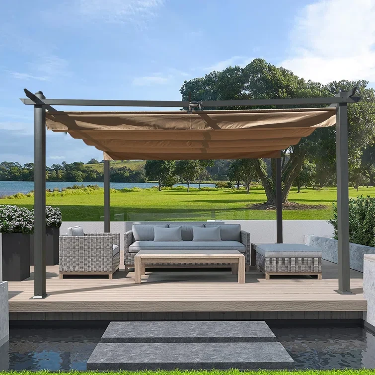 Outdoor Patio Retractable Pergola With Canopy Sun Shelter Pergola