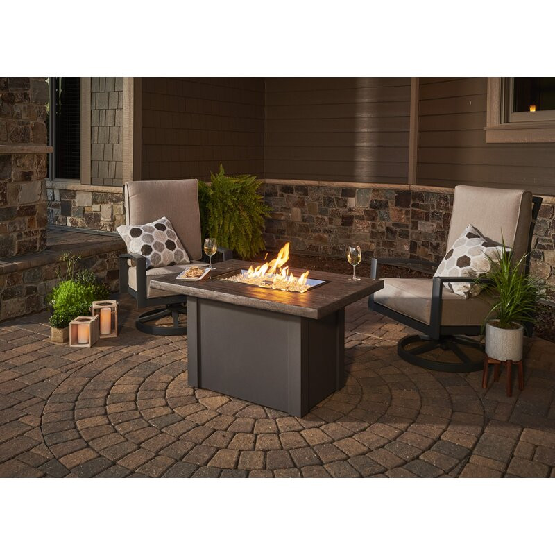 Stone Grey Havenwood Rectangular Gas Fire Pit Table