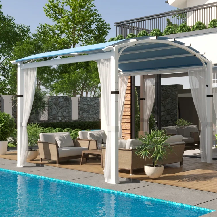 10 Ft. W x 10 Ft. D Metal Pergola with Canopy