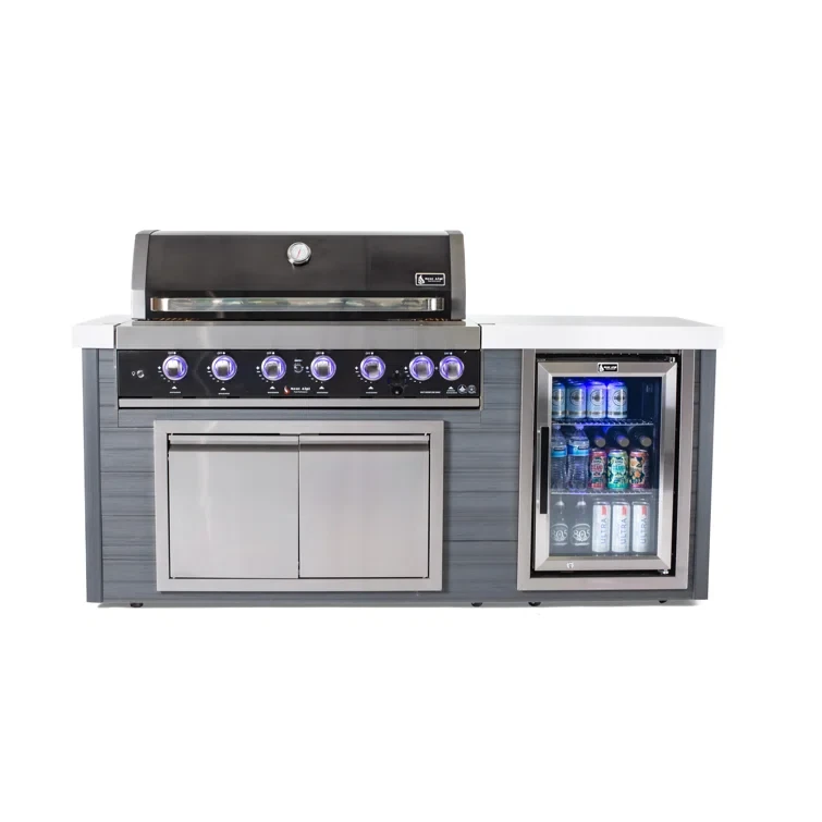 Mont Alpi Artwood Series 6-Burner Stainless Steel Outdoor Kitchen Island + Refrigerator