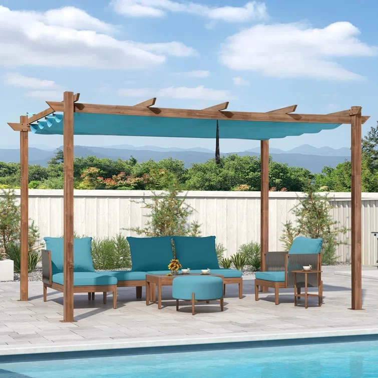 13 Ft. W x 10 Ft. D Aluminum Pergola with Canopy