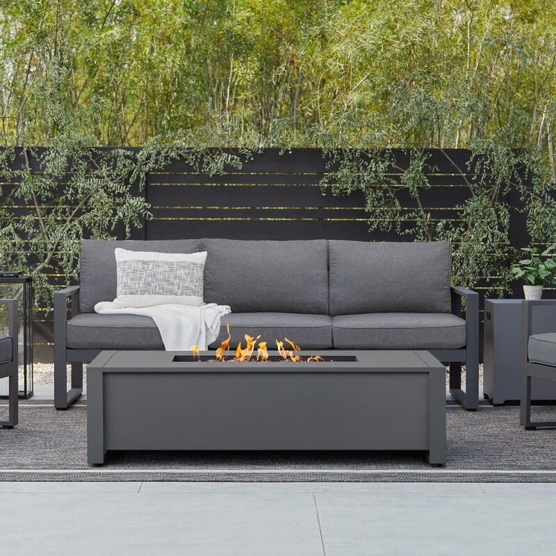 KEENAN 14.5" H x 52" W Aluminum Propane Outdoor Fire Pit Table