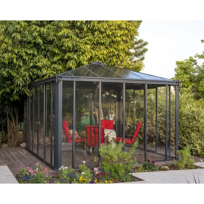 Ledro Aluminum Patio Gazebo with Screen Doors 12 ft. W x 12 ft. D