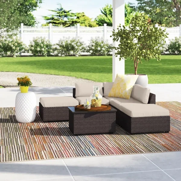 Anishia 4 - Person Outdoor Seating Group with Cushions