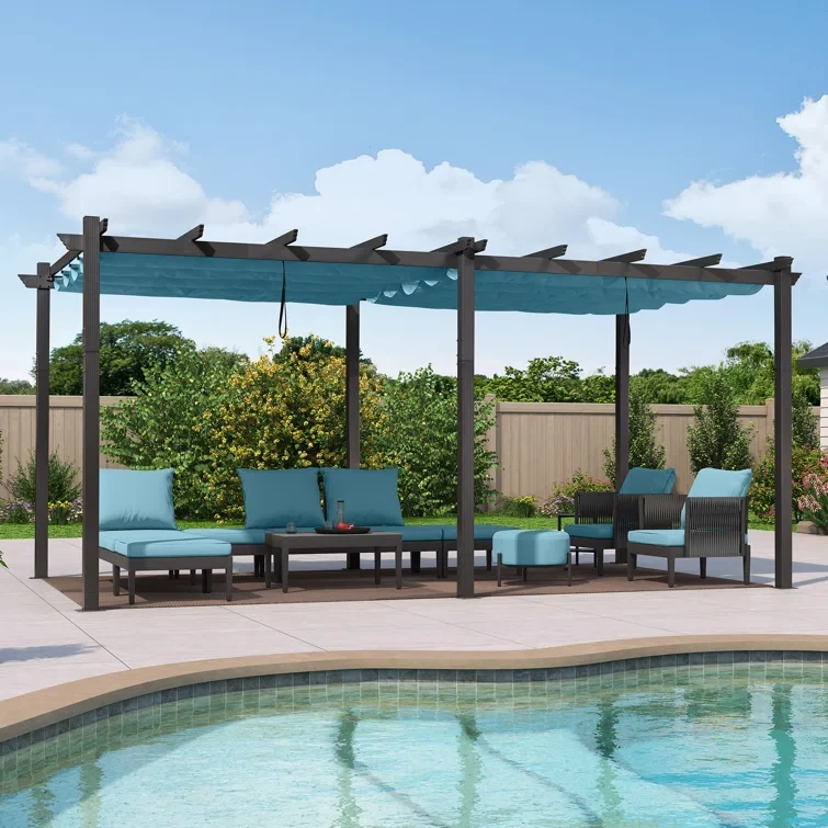 18 ft. W x 12 ft. D Aluminum Pergola with Canopy