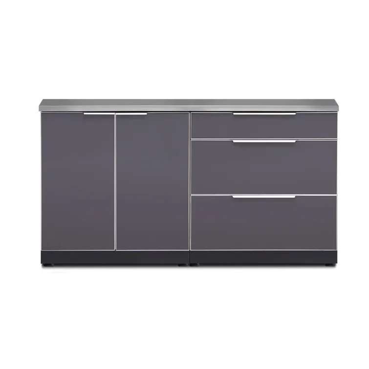 Outdoor Kitchen Aluminum 3-Piece Modular Cabinet Set