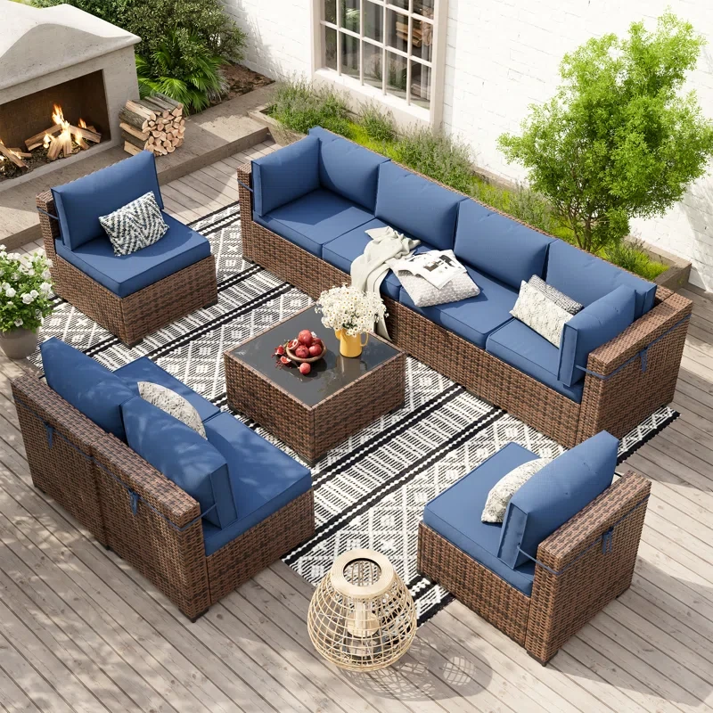 Dinyu 8 - Person Outdoor Seating Group with Cushions