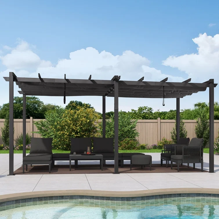 18 ft. W X 10 ft. D Aluminum Pergola with Canopy