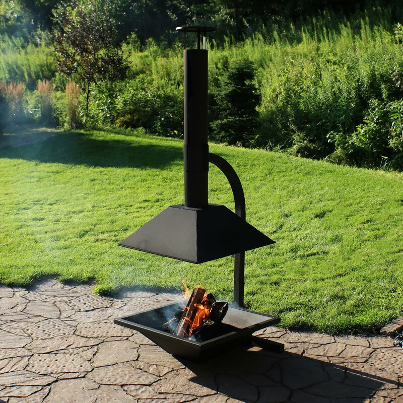 Angrand Black Steel Wood Burning Chiminea