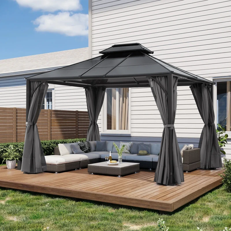 The Polycarbonate Roof Gazebos Metal Patio Gazebo 10 ft. x 12 ft.