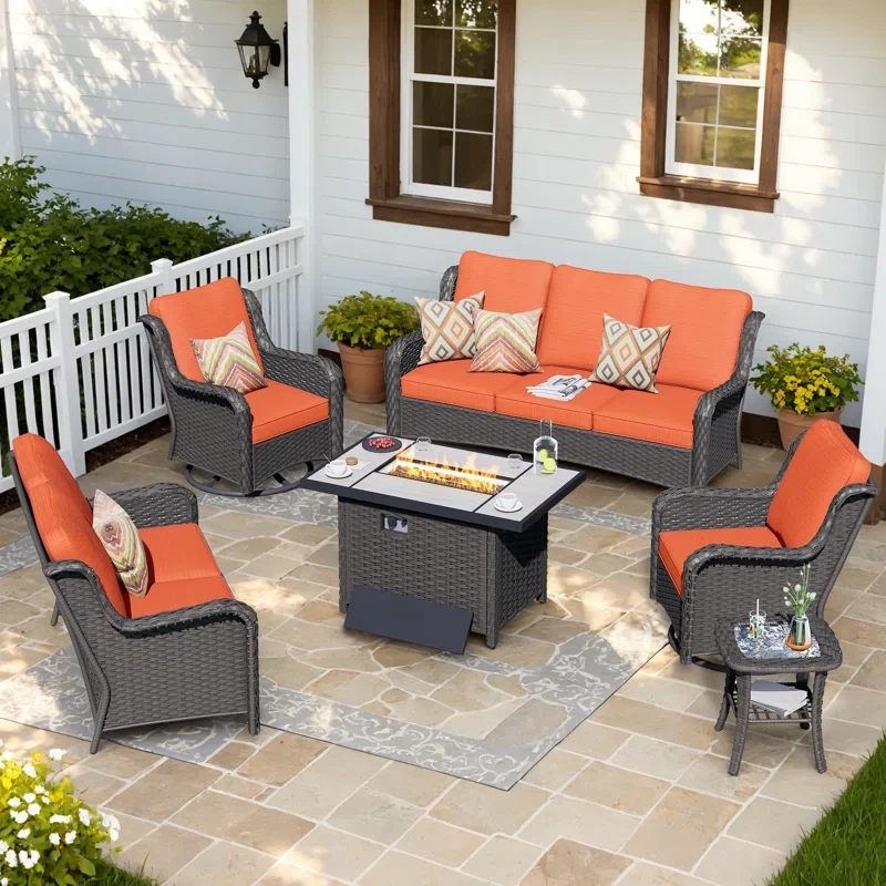 Tommy 7 - Person Outdoor Seating Group with Cushions