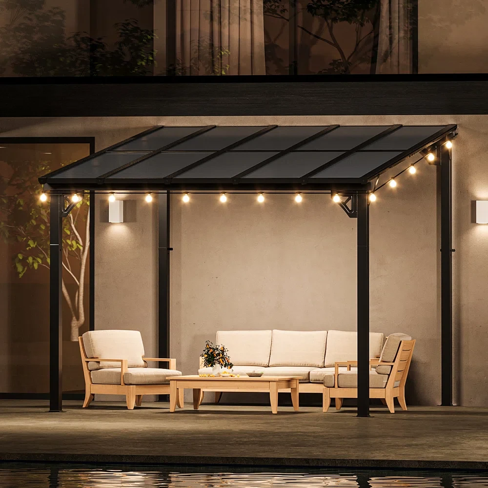 10 Ft. W X 10 Ft. D Aluminum Pergola With Canopy