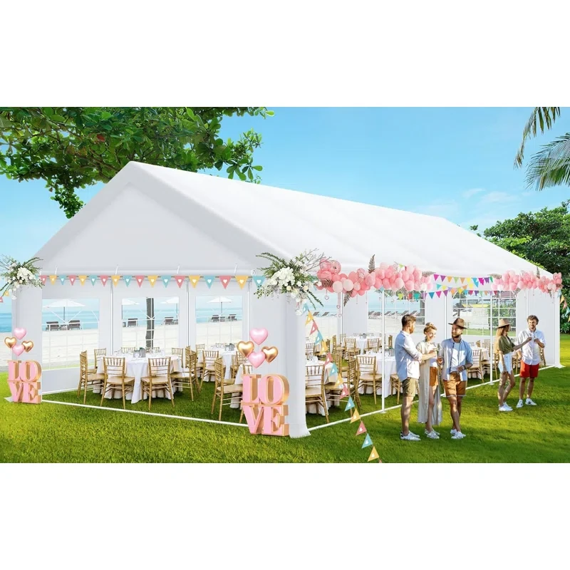 16 x 32 FT Heavy Duty Party Tent With 8 Removable Sidewalls, Wedding Tent