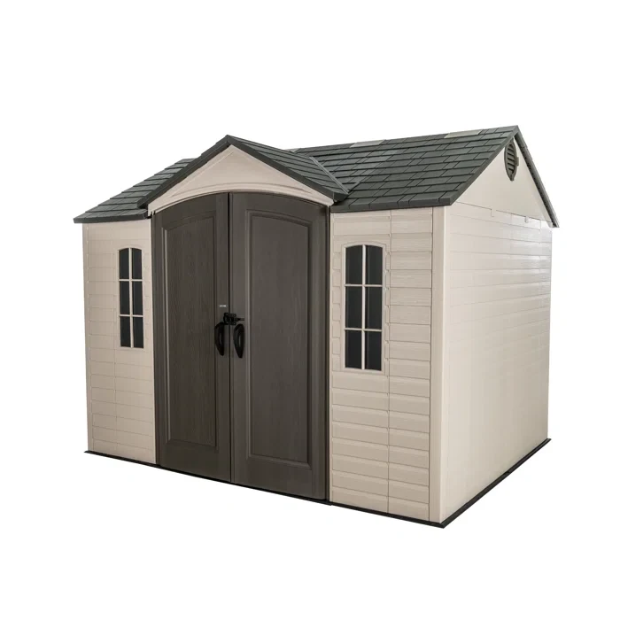 10 Ft. x 8 Ft. High-Density Polyethylene Outdoor Storage Shed with Steel-Reinforced Construction