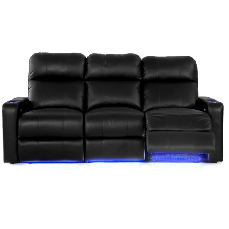 Turbo Upholstered Power Reclining Home Theater Seating with Cup Holder