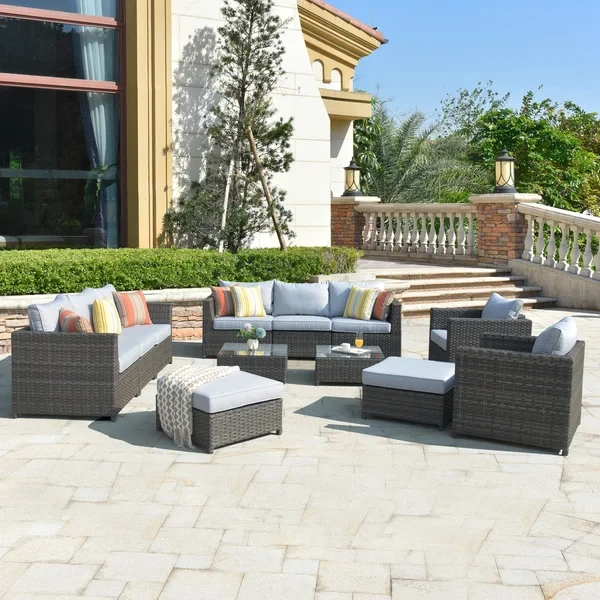 Ameliarose 12 Piece Rattan Sectional Seating Group With Cushions