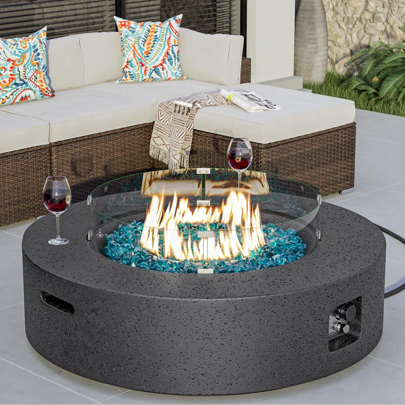 Outdoor Concrete Propane Fire Pit Table