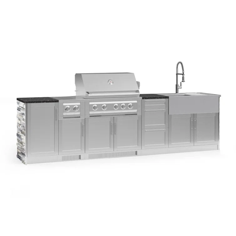 Outdoor Kitchen Signature Series 10 Piece Cabinet Set with 36 in. Natural Gas Platinum Grill