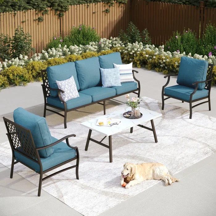 Asfand 5-7- Person Patio Conversation Set with Optional Ottoman