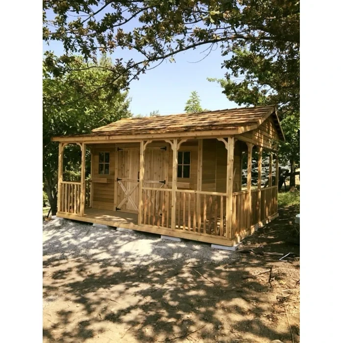 124" H x 240" W x 168" D Farmhouse Western Red Cedar Wood Storage Shed