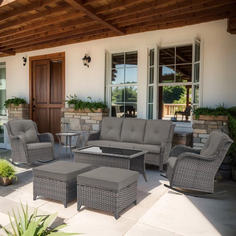 Alexeya 7 - Person Outdoor Seating Group with Cushions