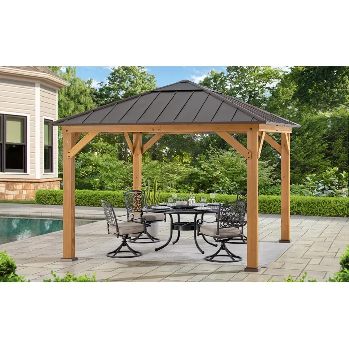 Sunjoy 11 ft. x 11 ft. Cedar Framed Gazebo with Steel