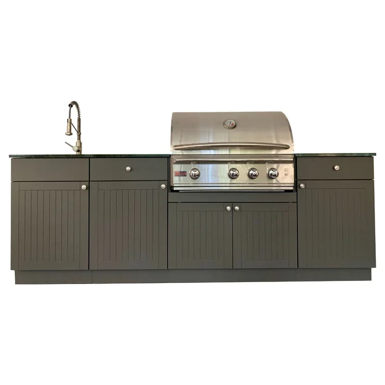 Marbella Outdoor Inc. 98'' W 6 Modular Outdoor Kitchen Cabinet with - Burner Grill